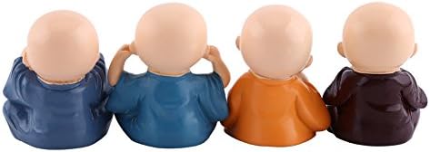 Resin Buddha Ornaments,4 Buddha Monks Figurine Automotive Home Decoration Lucky Baby Buddha Figurine