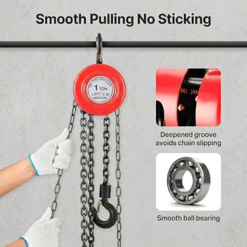 Image of Serplex Hand Chain Hoist with Chain 10 ft Lift for Garage Warehouse