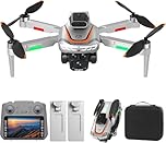 7JI Drone with Double Camera,4.3" LCD Screen,90° Electric Adjustable Lens, WIFI Foldable RC Quadcopter with Brushless Motor,One-Click Return, 2 Batteries, for Adults and Beginners