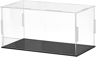 NBEADS 2 Sets Clear Acrylic Display Case, Figures Display Box Countertop Box Storage Organizer Dustproof Protection Showcase with Black Base for Figures Collectibles Storage, 21.2x11.2x9.8cm