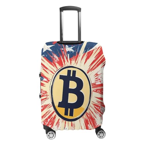 Bitcoin U.s.a. Flag Travel Luggage Cover for Suitcase 19-32 Inches Elastic Washable Baggage Protector4