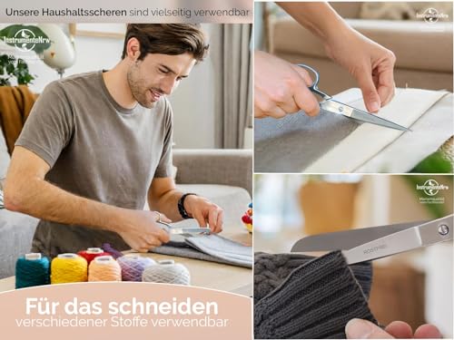 Küchenschere Haushaltsschere Ergonomische Allzweck-Schere Kochschere Rostfreie Edelstahlschere Mehrzweck-Schere für Arbeiten Rund um den Haushalt (20 cm) Silber, Mattiert