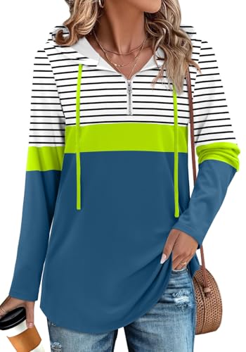 BETTE BOUTIK Womens Quarter Zip Tunic Hoodies Pullover Long Hooded Sweatshirts S-3XL