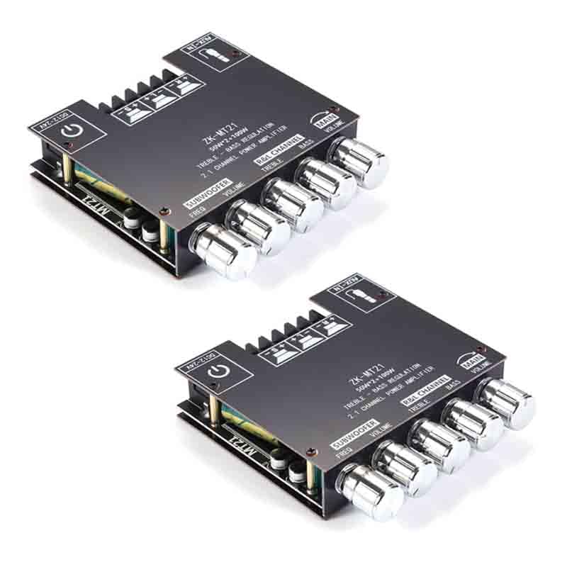 2PCS ZK-MT21 50W+50W+100W 2.1 Channel with Treble/Bass/Sub DC 9-24V