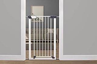 Callowesse Saluki Stair and Door Safety Gate 96cm Tall Narrow 65-70cm for Baby Dogs Pets Pressure Fit Easy Install Indoor for Children Puppy Doggy No Drill Gate Doorway White Steel