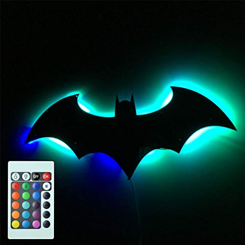 7 Couleur Miroir 3D Batman Télécommande LED USB Night Light Mur Lampe Décoration de La Maison Enfants Cadeau Cover