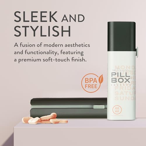 Mimi Medcessories - Pretty Pill Box Set - Stylish & Compact Daily Pill Organizer, Medication Pill Case, Pill Container for Vitamin Management, Pill Holder, Travel Essentials for Women & Men - Steele - Thumbnail 3