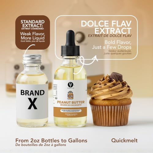 Image of Dolce Flav Peanut Butter Flavoring - Rich, Creamy Roasted Nut Taste | 2 oz Concentrated Extract for Baking, Desserts, Drinks & Protein Shakes | Graduated Dropper Included | Water-Soluble | Kosher | Made in USA