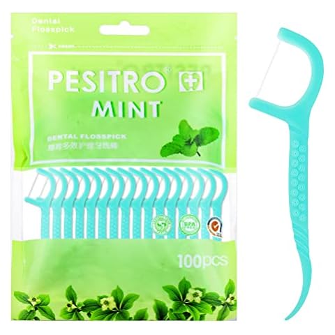 100 Pcs Dental Floss, Dental Floss Picks Disposable Portable Floss Sticks Dental Floss Toothpick Tooth Picks Sticks Interdental Cleaning Tool for Travel Home Office Restaurant Cover