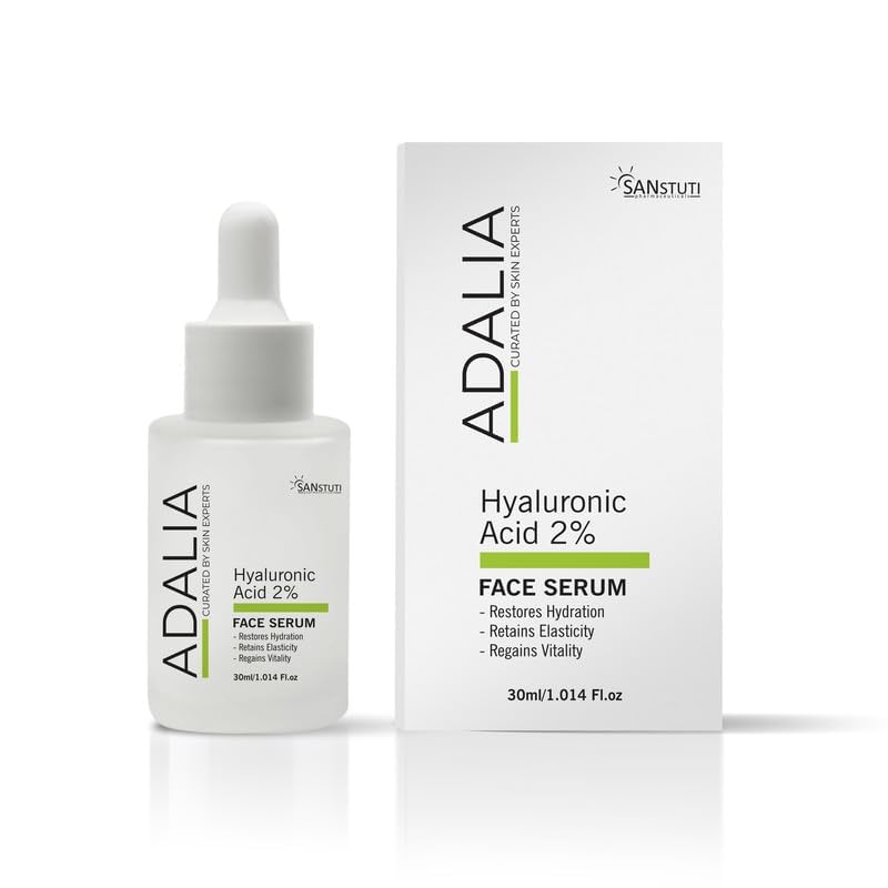Image of Adalia Hyaluronic Acid 2% Face Serum for Deep Hydration, Dry & Dehydrated Skin, Lightweight Moisturizing Serum for Glowing Skin, Helps Retain Elasticity & Vitality, Non-Sticky Formula for Women & Men, 30ml