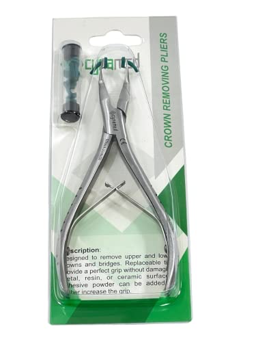 Cynamed CR-03 German Dental Crown Gripper Remover Pliers 6 Inch Angled W/ 10 Extra Silicone Tips cover