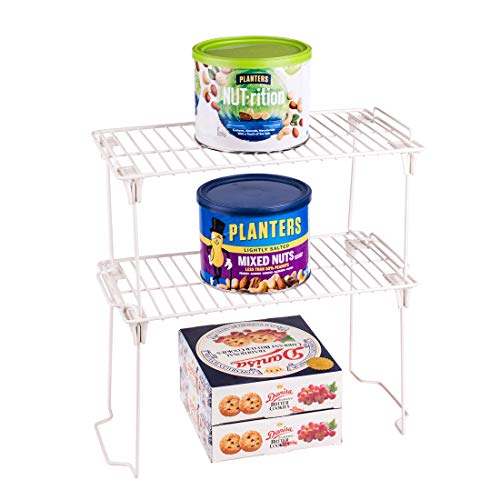 Annaklin Small Stacking Shelf Rack for Kitchen Bathroom Pantry, Foldable and Stackable