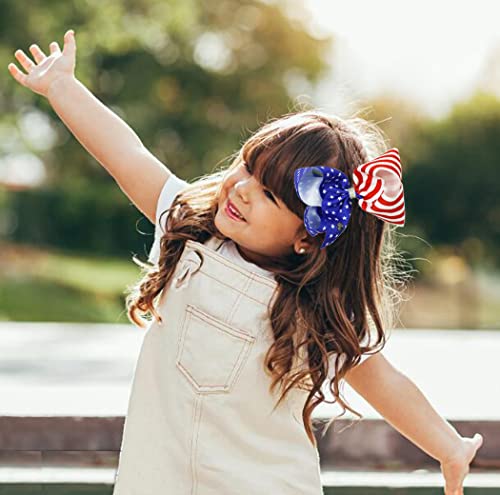 Aaiffey 2 Pieces 4Th Of July Patriotic Hair Clips Hair Bow American Flag Boutique Ribbon Hair Clips Independence Day Large Hair Bow Barrette For Women Girl Hair Accessories #TOP2