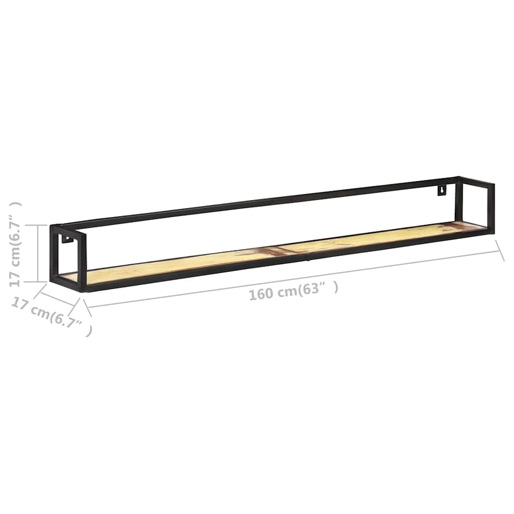 Wandregal 2er Set 160 cm Altholz Massiv Eisen