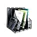 WJYLM Organizer, 4 Scomparti, Espositore, per scaffalature, Rete Metallica, Vassoio Documenti, Fogli A4, CD, Libri, 4 Scomparti * Noir