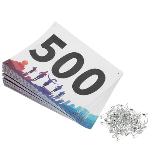 PATIKIL Tearproof Running Bib Numbers 7x6 Inch, 1-500 Waterproof Race Competitor Numbers with Safety Pin for Marathon Sports Game Competition Runner, Multicolor