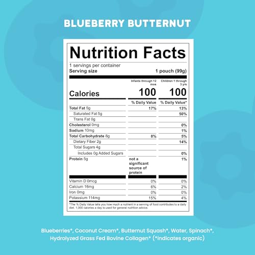 Image of Serenity Kids Organic Baby Food Pouches, Smoothie, 3.5 Oz, 12 Pack | 5g Collagen Protein, Full Serving of Fruits & Veggies, 5g Healthy Fats, No Added Sweeteners, Toddler Snacks, Dairy Free