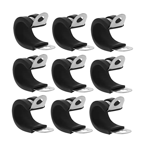 QUMIIRITY 20pcs Stainless Steel Rubber Cushioned Cable Clamps Insulated Clamp for Wire Pipe and Line Management Automotive Industrial and Household Applications