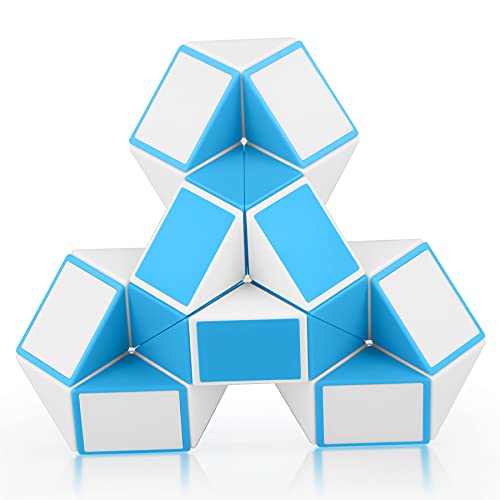 SISYS Magic Snake, Serpent Magique 24 Segments Twist Puzzle Toys 3D Magic Snake Puzzle Cube Jouets éducatifs pour Enfants et Adultes, Blanc Bleu