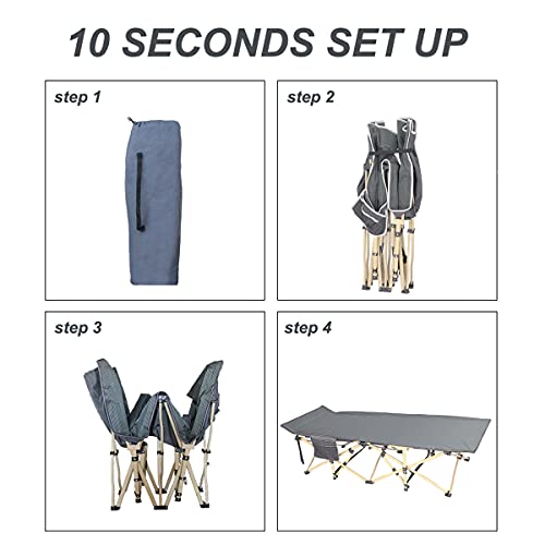 Lsbod Folding Extra Wide Camping Cot With Pillow For Adults & Kids Support Up To 600Lbs, Portable Camp Tent Foldable Bed With Carry Bag & Camping Storage Bag, Bed Cot For Outdoor And Office/Home #TOP4