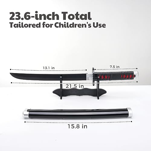 Zisu Demon Slayer Sword – Réplica curta Katana de Cosplay de 59,9 cm para crianças – completa com ci