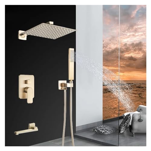 Ensemble de douche or brossé mural ISCBAFYX avec mitigeur chic