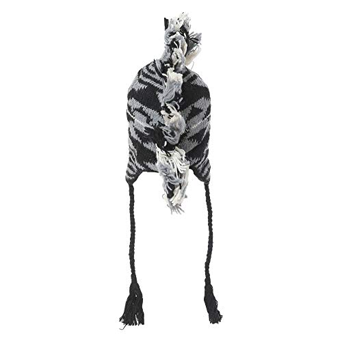 The Collection Royal Mohawk Woolen Lined Beanie Ear Flap Hat (Black) #TOP6