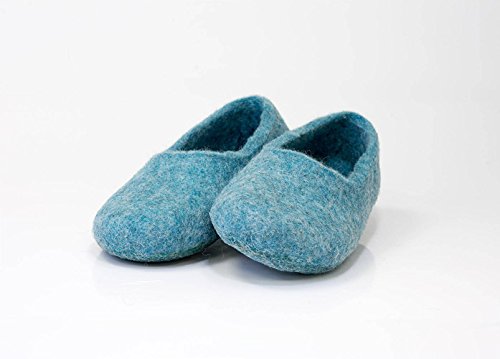 Turquoise blue woolen slippers hand…