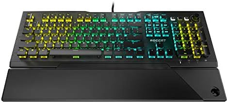 ROCCAT Vulcan Pro Linear Optical PC Gaming Keyboard, Titan Switch Full Size with Per Key AIMO RGB Lighting, Anodized Aluminum Top Plate and Detachable Palm/Wrist Rest, Low Profile, Black