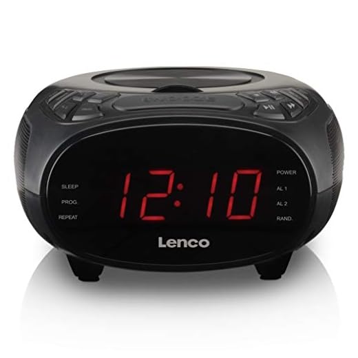 Lenco CR-740 Radioväckarklocka med CD-spelare – AM/FM-radio – två integrerade högtalare – 2 larmtider – snooze-funktion – sömntimer – dimmer funktion – LED-display – svart