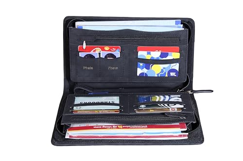 Image of Sukeshcraft Multiple Cheque Book Holder | Original PU Holds Upto 8 Cheque Books, CloudBlack