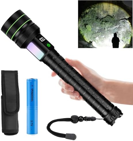 KZK Wiederaufladbare Taschenlampe 990,000 Lumen, Super Hell Taktische Flashlight,11 modi USB Aufladbar Zoombare, IP67 Wasserdicht,für Home, Outdoor, Notfälle, Patrol, Camping(Mit 1