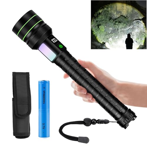 KZK Wiederaufladbare Taschenlampe 990,000 Lumen, Super Hell Taktische Flashlight,11 modi USB Aufladbar Zoombare, IP67 Wasserdicht,für Home, Outdoor, Notfälle, Patrol, Camping(Mit 10000Mah Akku