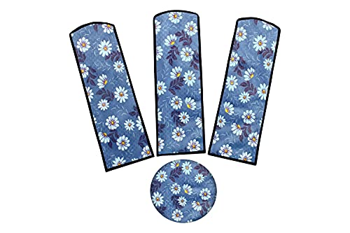 Image of Stylista Waterproof & Dustproof Three Blade Ceiling Fan Cover with attachable Enclosure Set of 4 Fan Covers Floral Pattern Blueish Grey