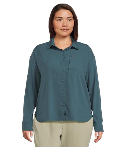 Columbia Womens Silver Ridge Utility Long Sleeve Hiking Shirt, Everblue, 2X - image 1