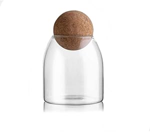 Barattolo In Vetro Da 300 Ml Con Coperchio In Legno Di Noce Ermetico - Contenitore Per Alimenti, Caffè, Spezie, Zucchero