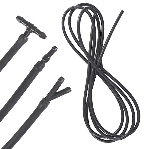 BingSnow Windshield Washer Nozzle Hose Kit, Universal 3 Meters Washer Fluid Hose with 3 Pcs Hose Connectors Suitable for Most Windshield Washer Nozzle Installation