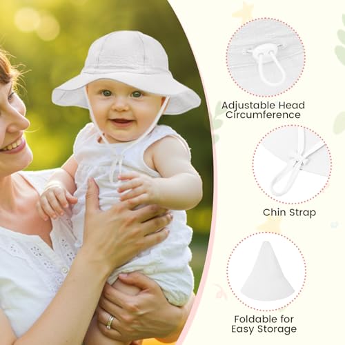 Adorable Baby & Toddler Sun Hat Breathable Seersucker Cap with Adjustable Chin Strap UPF 50+ Protection2