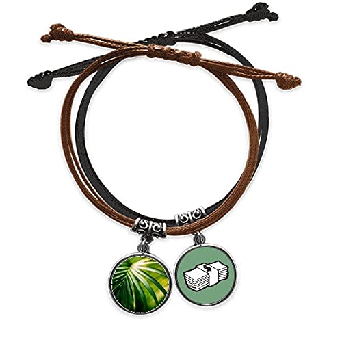 Pulsera de cuerda mano con hoja natural el regalo ideal