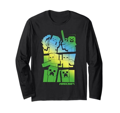 Minecraft Story Gradient Blue Green Langarmshirt