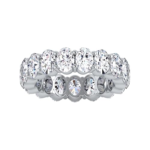 5.09 CTW Oval Cut Diamond Eternity Ring for Women in 14K White Gold/Yellow Gold | E-F Color, VS Clarity | Wedding, Anniversary, Luxury Fine Jewelry Gift | Lab-Grown Diamonds | Ring Size 6.5