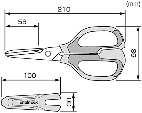 Versatile Scissors with Integral Finger Guard - cuts Kevlar Fibre, Leather Belts, Mains Cable,Copper Braid, coaxial Cable, Rope & More. Made in Japan. ENGINEER ph-57, Green