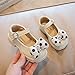 Fashion Autumn Girls Casual Shoes Thick Bottom Flat Round Toe Polka Dot Bow Hook Loop Solid Color Dress Baby Shoes Girl (Beige, 3.5-4 Years Toddler)