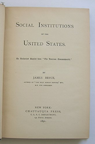 Social Institutions of the United States: Chaut... B0006D77KW Book Cover