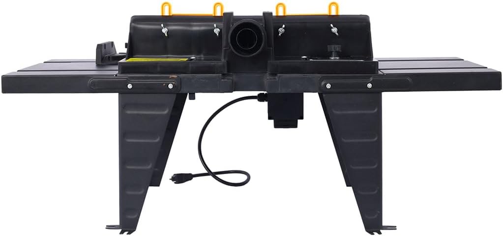 Electric Router Table, Universal Benchtop Router Table Top with Steel Stand and Adjustable Fence Wood Working Precise Routing Table Craftsman Tool for Woodworking (Black)