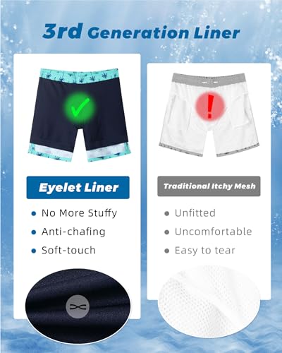 Image of SURF CUZ Mens Swim Trunks with Compression Liner Swim Shorts 7 inch Swimming Trunks Stretch 7 Inch Swim Suits Quick Dry