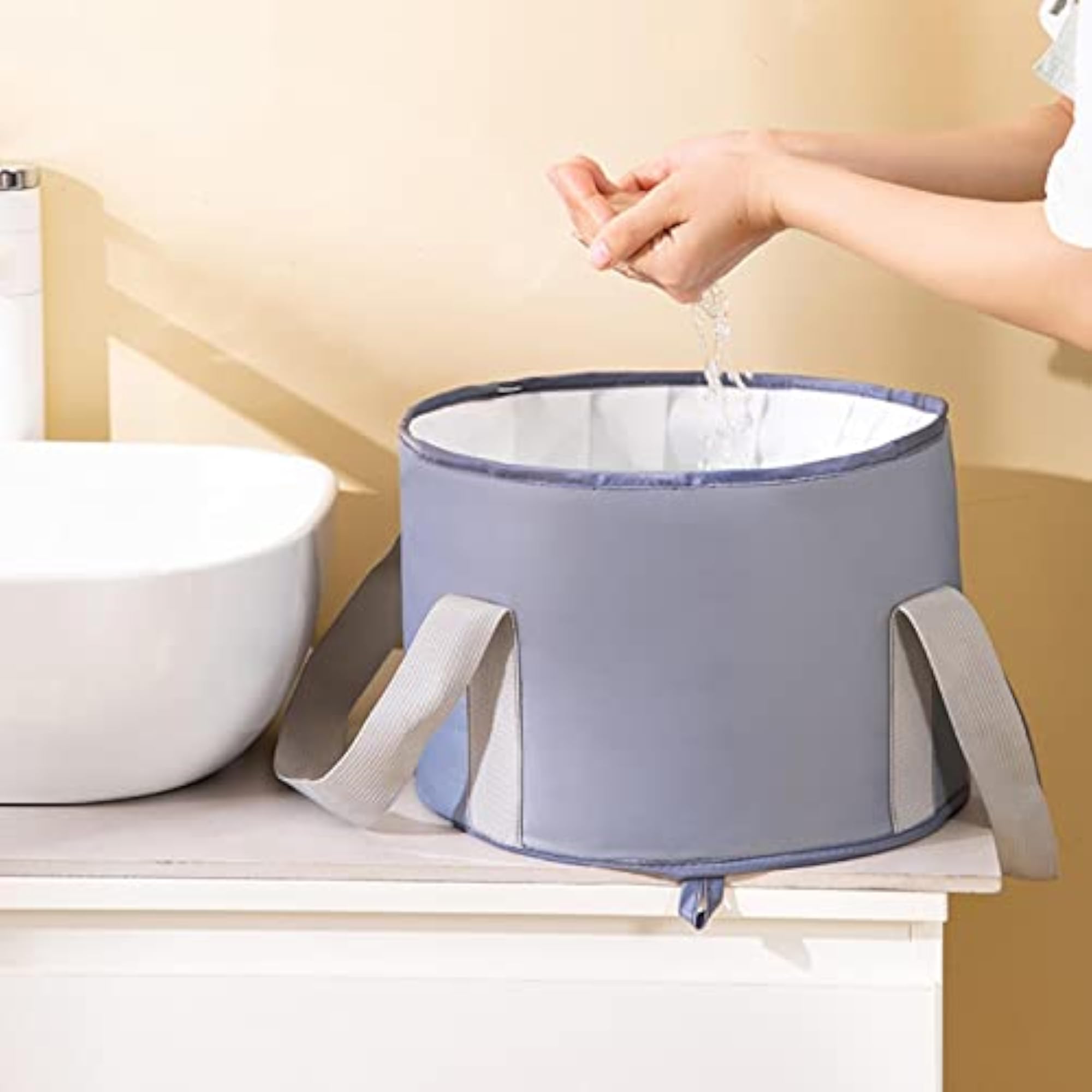 Foldable Basin Washbasin with Handle, Foot Soaking Bag for Gardening