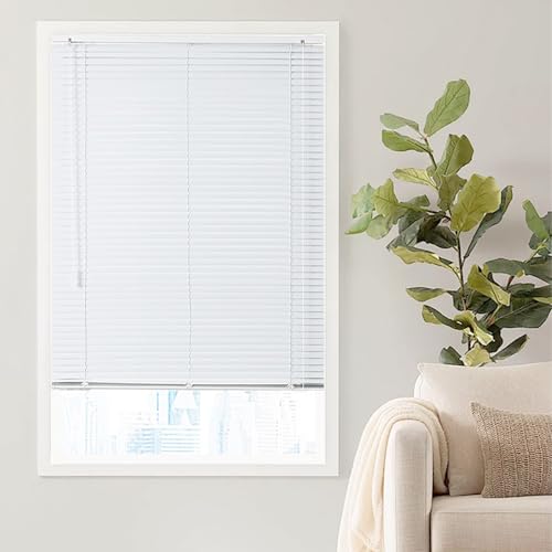 Persiana Veneciana para Ventanas, Aluminio Persiana Venecianas Láminas De 25mm, Sin Agujeros/taladrar Anchos de 36 a 240 cm, Estores para Ventana para Salón, Cocina(Blanca)