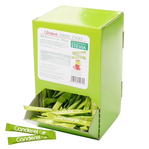 Hellma Canderel Green Stevia Sticks 250 Stk. je 1,1 g - 275 g Vorrats-Box- Zuckeralternative einzeln verpackt, vegan