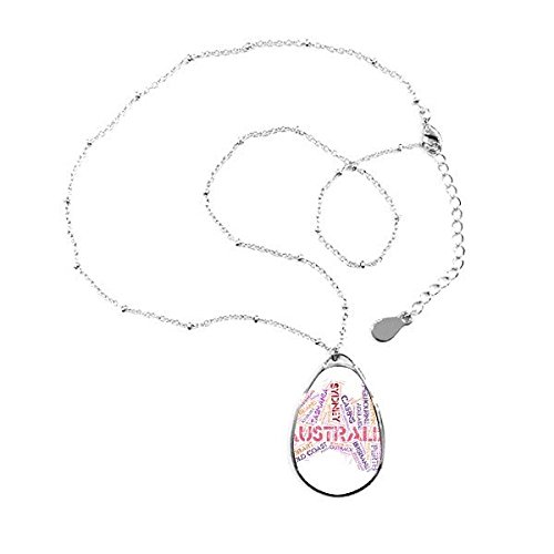 Collier pendentif goutte Australie chaîne bijou carte villes sites touristiques